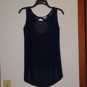 EAM black sleeveless & Lace overlay blouse S